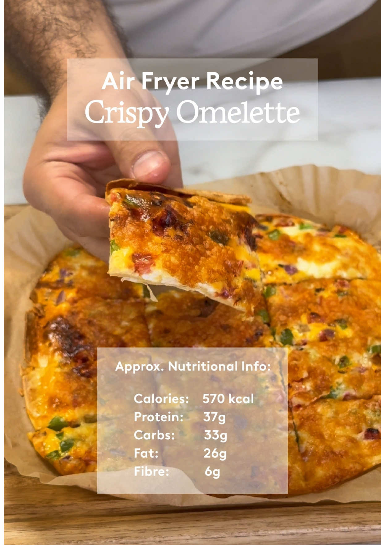 Save this High Protein Breakfast – Ready in Just 20 Minutes! Start your day with this quick and nourishing Omelette, perfect for busy mornings, workdays, or a post-workout boost. Made effortlessly with the Haden 6.5L Air Fryer. Ingredients: 🐣1 tortilla 🐣3 eggs 🐣1 small onion, chopped 🐣1 tomato, chopped 🐣1 pepper, chopped 🐣Salt & red pepper flakes to taste 🐣Grated cheese (cheddar or feta) How to: 🔥Cook in the Haden Air Fryer at 185°C for 20–25 minutes. Serve warm and enjoy a breakfast that fuels your day! ✨ Tip: Pair with avocado or a side of greens for an extra nutrient boost. Approx. Nutritional Info (whole dish): Calories: 570 kcal Protein: 37g Carbs: 33g Fat: 26g Fibre: 6g