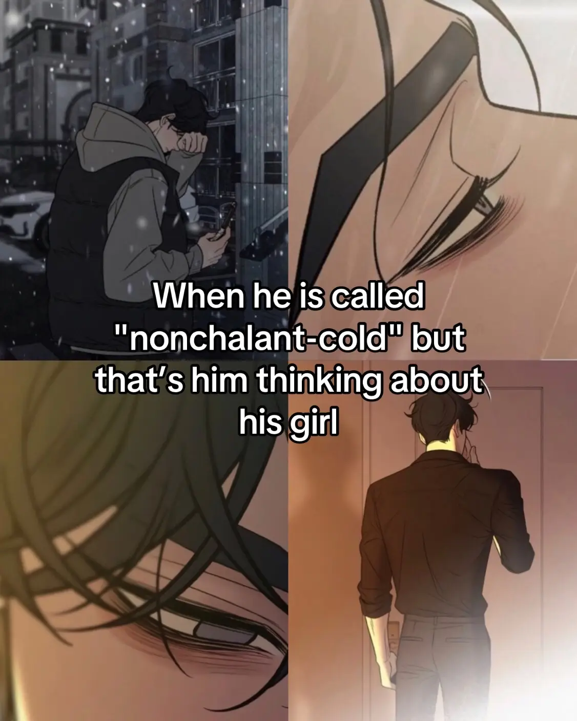 Being a dohwa Stan doesn’t mean you have the right to hate on eunhyuk , all this are signs that he regrets what he did and plus we didn’t even get his full side of story but y’all HES CRYING . For her. There isn’t a single chapter where he is drawn without dark circles #GOEUNHYUK #sooae #EUNHYUK #operationtruelove #fyp 