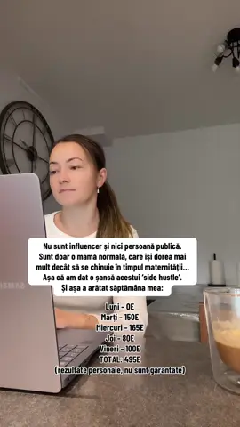 Comentează INFO dacă ți-ar plăcea să afli cum am început să câș tig online ca mamă casnică ocupată. La primul meu concediu de maternitate am rămas blocată, trăind doar din salariul soțului. Cu zero experiență, am făcut un pas în marketingul digital, sperând doar să acopăr câteva facturi suplimentare. Nu s-a întâmplat peste noapte, dar acum chiar mi-a schimbat viața. Lucrez flexibil, în jurul copiilor mei, și avem libertatea la care altădată doar visam. Comentează  INFO dacă vrei să afli cum am început să câș tig online rămânând o mamă casnică ocupată. Disclaimer: Câștigurile diferă de la persoană la persoană și depind de implicarea fiecăruia. #mamadeacasa #afacereonline #romaniinstrainatate #marketingdigital #lucrezdeacasa 