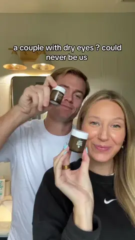 a couple with dry eyes? never us 😎💧 we stay hydrated + happy thanks to our we love eyes routine 💛✨ #dryeyes #coupleskincare #eyehydration #WeLoveEyes 