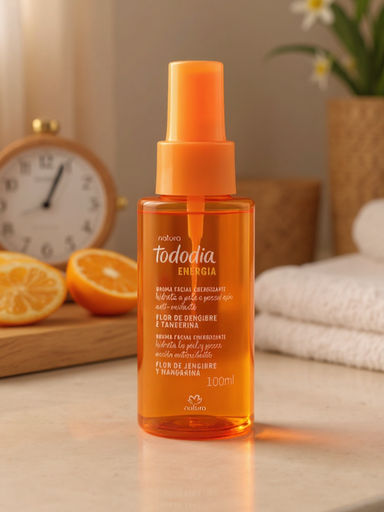 ¿A mitad del día sentís la piel apagada, cansada y sin energía? A mí me pasaba lo mismo, hasta que sumé esta bruma a mi rutina ☀️✨ La Bruma Facial Tododia Flor de Jengibre y Mandarina 100 ml hidrata al instante, refresca y te despierta la piel al segundo. Tiene vitamina E, acción antioxidante, aroma floral-frutal y una textura tan ligera que no deja la piel grasa ni te mueve el maquillaje. Es perfecta para tenerla en el escritorio, la cartera o donde estés. Un spray ¡y la piel cambia! 💛🍊 Si querés sumarla desde la web oficial de Natura Argentina, escribime ENERGÍA y te paso el link con la promo activa ✨ #NaturaArgentina #Tododia #BrumaFacial #PielRadiante #Burzaco