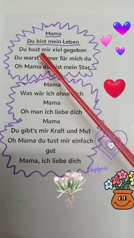 Mama, du gibt mir Kraft und Mut Du bist mein Leben Oh Mama du bist mein Star #lieder #singen #kindheit #mutter #Lied kindermusik, kinderlied, Mutterliebe, Mutter und Kind,