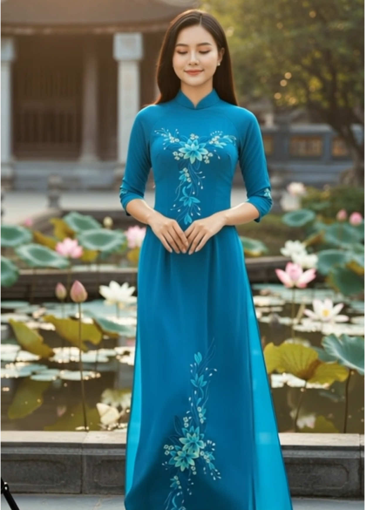 A15 XANH NGỌC - ÁO DÀI LỤA THÊU#aodaivlog #aodaitruyenthong #aodaivietnam #aodaicachtan #aodai 