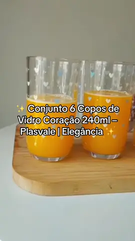 Conjunto 6 Copos de Vidro Coração 240ml – Plasvale | Elegância e charme para sua mesa por R$49,72. Comente eu QUERO que te envio o link 🩷  #achadinhosdadani #viral #copos #creatorsearchinsight #achadosshopee 