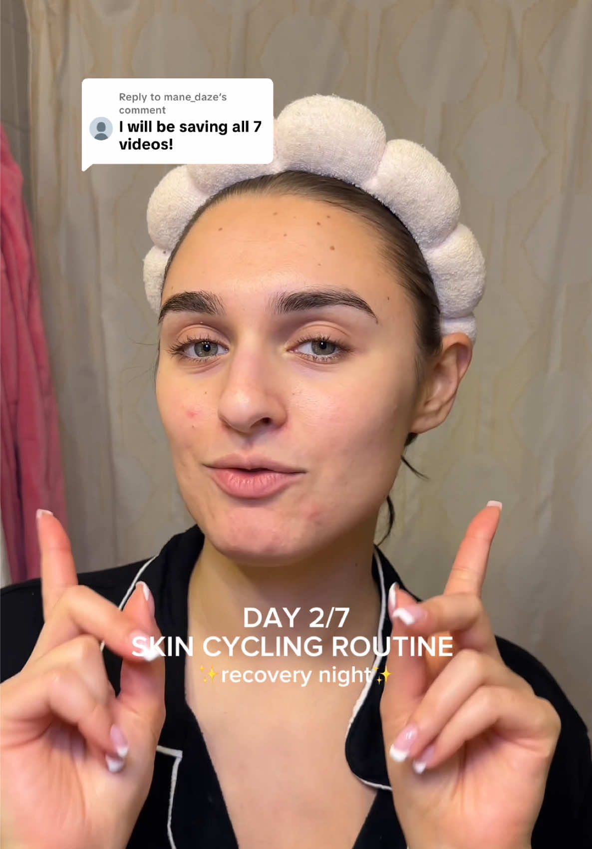 Replying to @mane_daze let the skin barrier be healed with this recovery night 🪄 *all on my ShopMy* My skin has been freaking out a little from probably the 1000 things I’m doing that I know I shouldn’t be (eating lots of sugar LOL) but at least I’m being consistent with a good skincare routine! Stay tuned for day 3/7!🤝🏻 @banu @cocokind @AveneUSA @byoma @Versed Skincare  #skincycling #skincyclingroutine #hydratingskincare #skinbarrierrepair #acnesafeskincare 