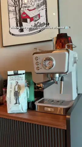 Making the perfect iced coffee at home ☕❄️ Using @Criminal Coffee Co. beans & @Chobani cookie butter creamer! #IcedCoffee #CoffeeLovers #HomeBarista #Espresso #CoffeeTok
