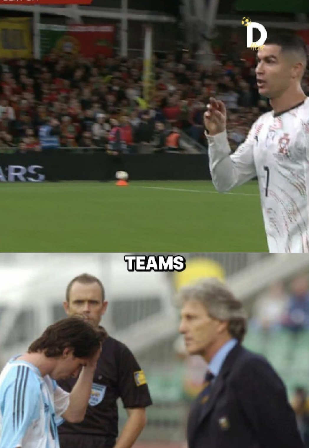 Messi and Ronaldo first ever red cards for their national team😳👀