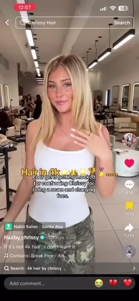 That’s actually insane and very unprofessional for a grown women who’s a whole scam. #hairby_chrissy #habitsalon #hairbychrissy #chrissy #fyp @notfamous🧸 