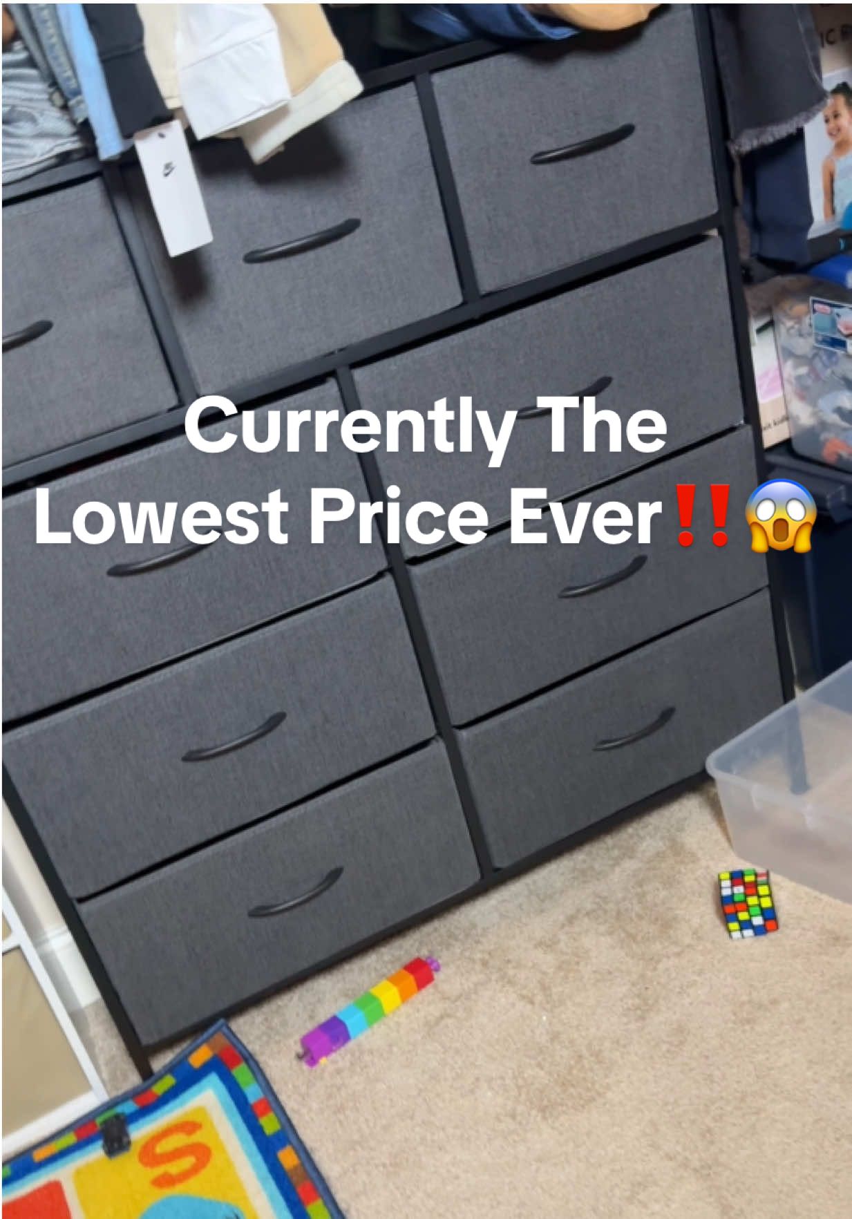 This Fabric Dresser is so sturdy and has 9 deep drawers you can store clothes or whatever things you need to make a lot of space in your room or home! So convenient & nice 🤗 #dresser #dresserforbedroom #organizer  #bedroomdecor #tiktokshopblackfriday 