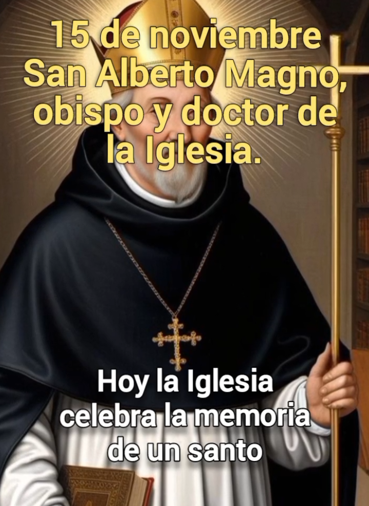 15 de Noviembre  Hoy la Iglesia celebra la Memoria a San Alberto Magno, obispo y doctor de la Iglesia. #conociendoelsantodeldiaiglesiacatolica  #memoriadelsantodeldiaiglesiacatolica  #fiestasantodeldia #SanAlbertoMagno  #fecatolicaenlasredessociales 