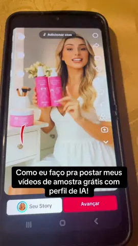 Como eu faço pra postar meus vídeos de amostra grátis com perfil de IA! #ia #amostragratis #tiktokshop #dinheiro #rendaextra 