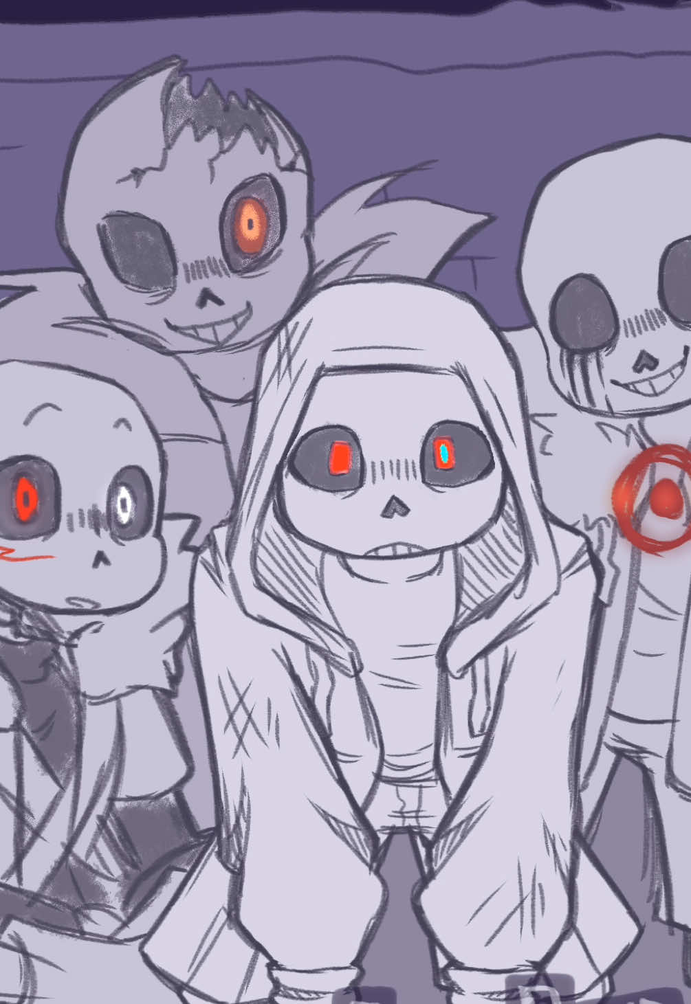 Just a casual outing. Had to get a final test in before moving on in a longer animatic I have in the works, so of course I drew these guys, lol.  #utdr #utmv #badsanses #nightmaresans #dustsans 