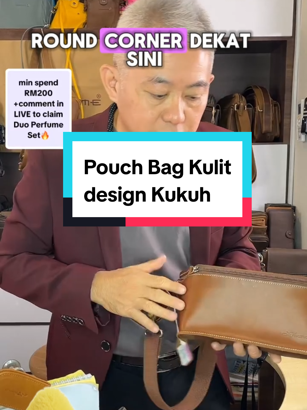 Pouch Bag Kulit design Kukuh. #uncle #pouchbag #waistbag #begpinggang #begdada 