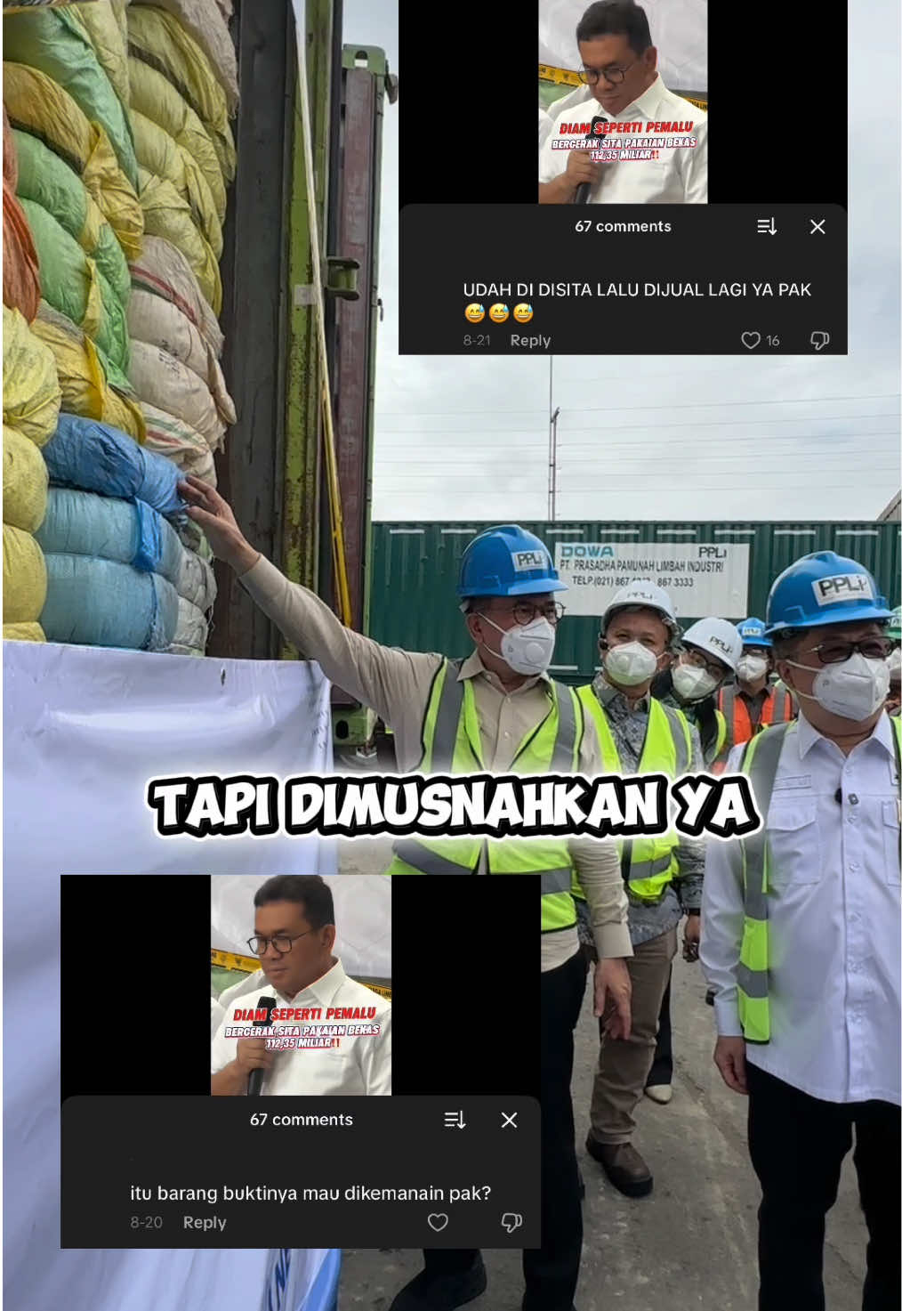 Balpres pakaian bekas asal impor ilegal, musnah!