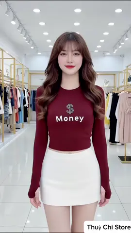 Áo thun nữ dài tay xỏ ngón dáng croptop ôm body. #aothundaitay #thoitrangnu #xuhuong #viral #thinhhanh 