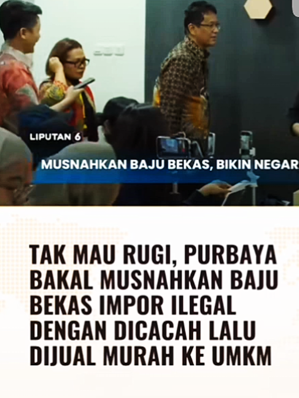 purbaya Yudhi sadewa  Tak ingin negara rugi Purbaya mengubah kebijakan buat musnahkan baju thrifting dgn tdk dibakar melainkan di cacah dan bisa bisa di jual ke UMKM di jadikan keset kaki  #purbayayudhisadewa#umkm#thrifting#umkmindonesia 