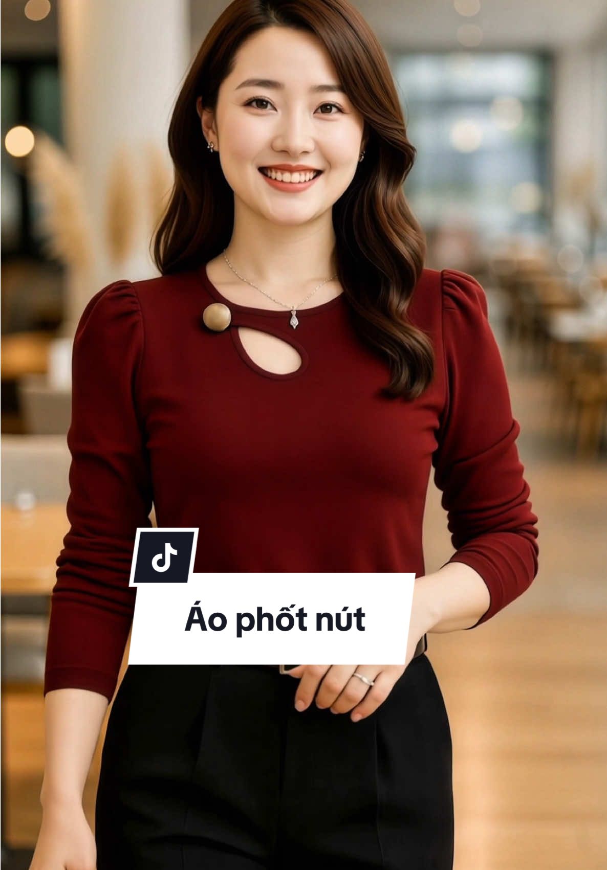 Áo thu đông tay bồng cổ phối nút #tiktokthoitrang #xuhuong #viral #outfitnu 