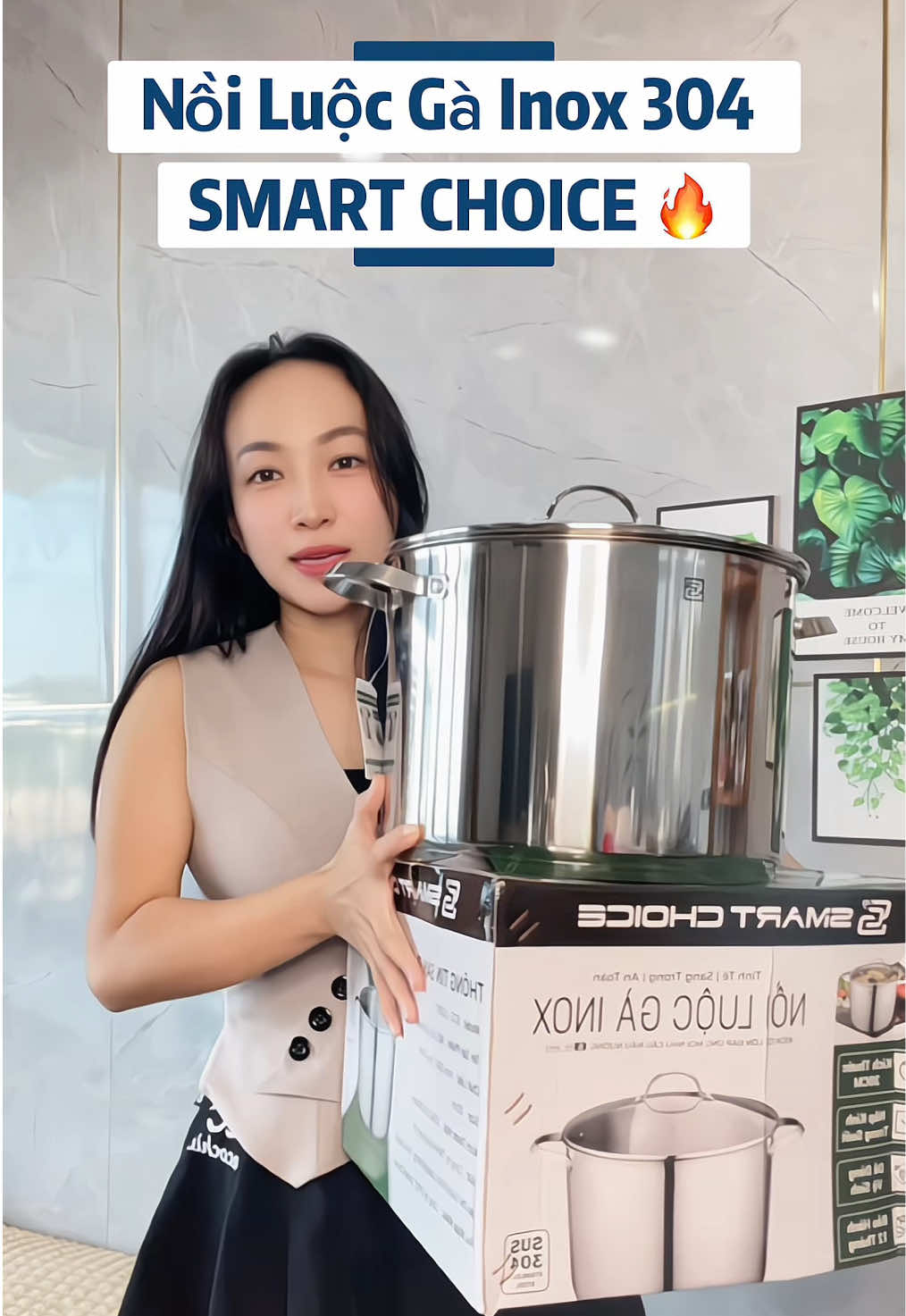 Nồi Luộc Gà inox 304 SMART CHOICE 🔥  Size 30cm ,Dung Tích 14Lít . #nguyentomai #smartchoice #noiinox #noiluocga #dodungnhabep 