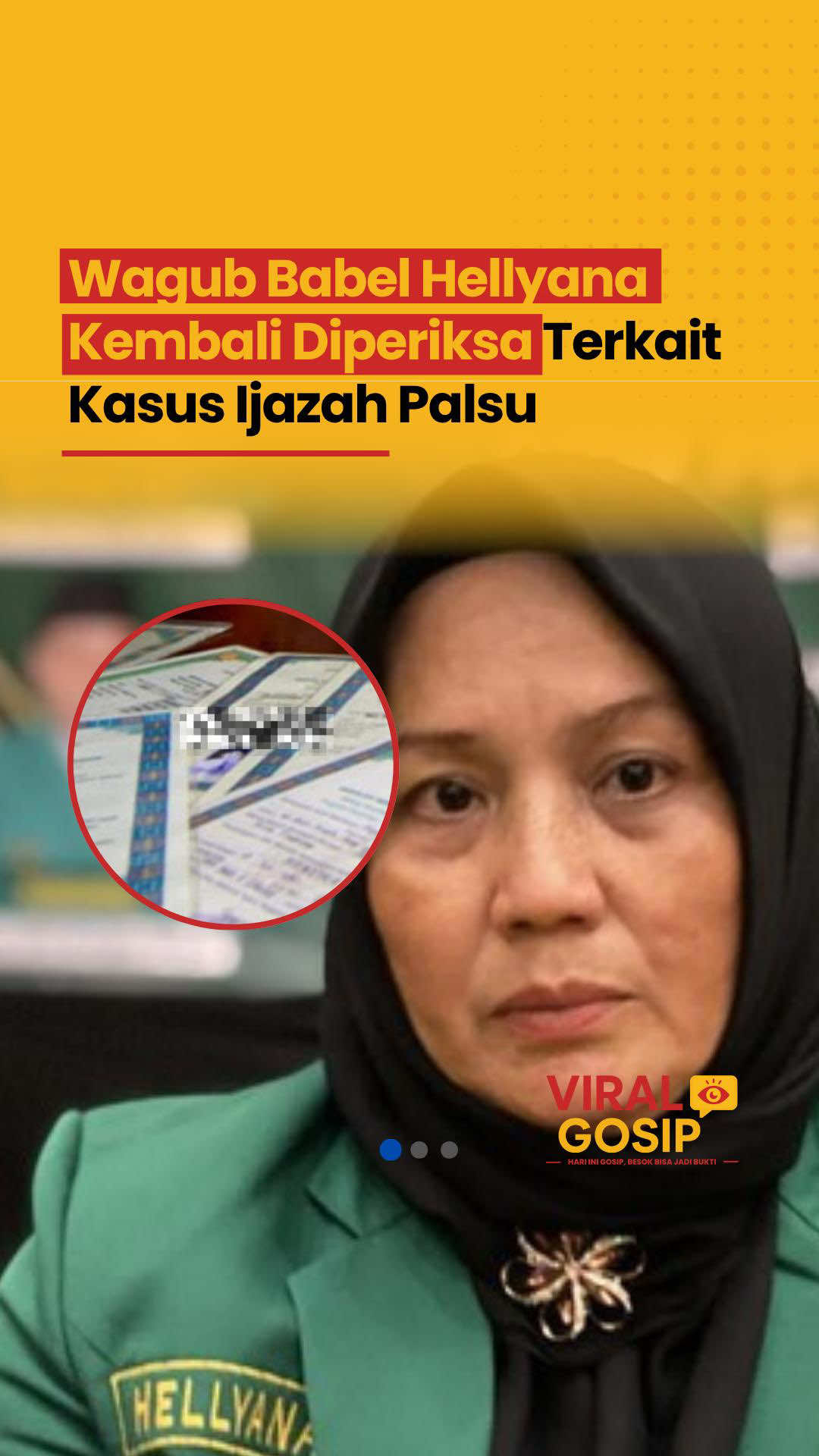 Wagub Babel Hellyana Kembali Diperiksa Terkait Dugaan Ijazah Palsu Wakil Gubernur Bangka Belitung, Hellyana, kembali menjalani pemeriksaan oleh penyidik kepolisian terkait dugaan penggunaan ijazah palsu. Pemeriksaan dilakukan untuk mendalami keterangan sebelumnya serta mencocokkan dokumen pendukung yang kini menjadi bagian dari barang bukti. Menurut pihak kepolisian, pemanggilan ulang diperlukan karena terdapat sejumlah keterangan yang dinilai belum konsisten. Penyidik juga masih menelusuri keaslian dokumen pendidikan yang diduga tidak sesuai dengan data resmi dari institusi penerbit. Hellyana melalui perwakilannya menyatakan siap bekerja sama dan hadir dalam setiap proses hukum. Ia menegaskan bahwa klarifikasi yang diberikan bertujuan agar kasus ini terang dan tidak memunculkan spekulasi di masyarakat. #Polisi #Polri #WagubBabel #Hellyana #KasusIjazahPalsu    