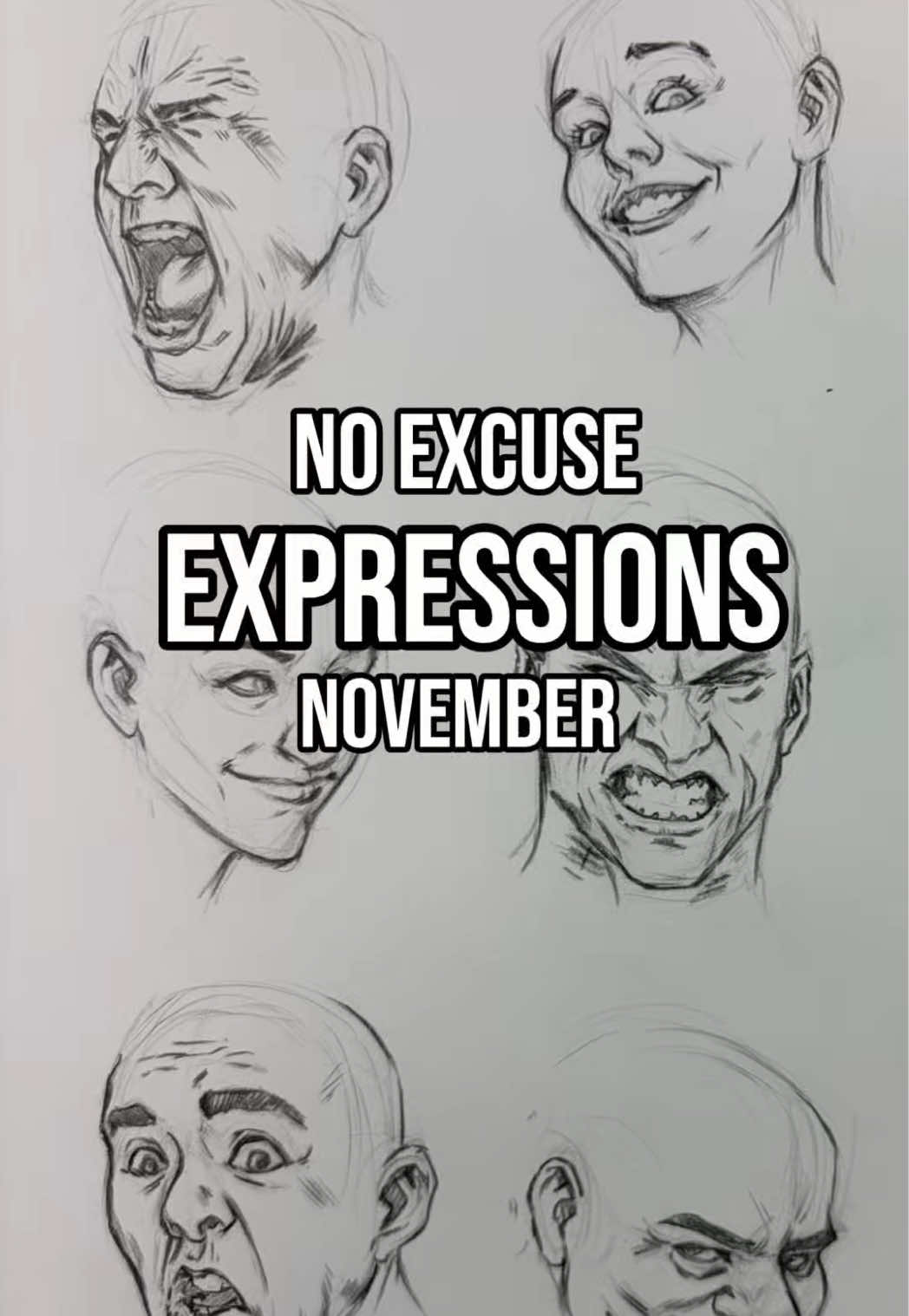 Time to jump into some expressions! There are so many references out there, not to mention your own face to be used when drawing and understanding expressions, so it’s a perfect fit for ‘No Excuse November!’ So let’s talk about them! #arthack #noexcuses #november #face #expression #facecard #drawing 