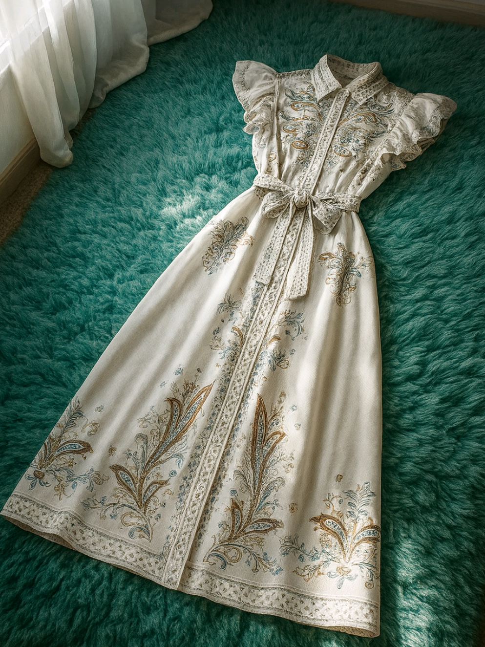 FADFAD Gaun Wanita Lengan Terbang Kerah Berdiri Gaya Istana #dresswanita #dresskekinian #dressmurah #dresscantik #promoguncang1111 