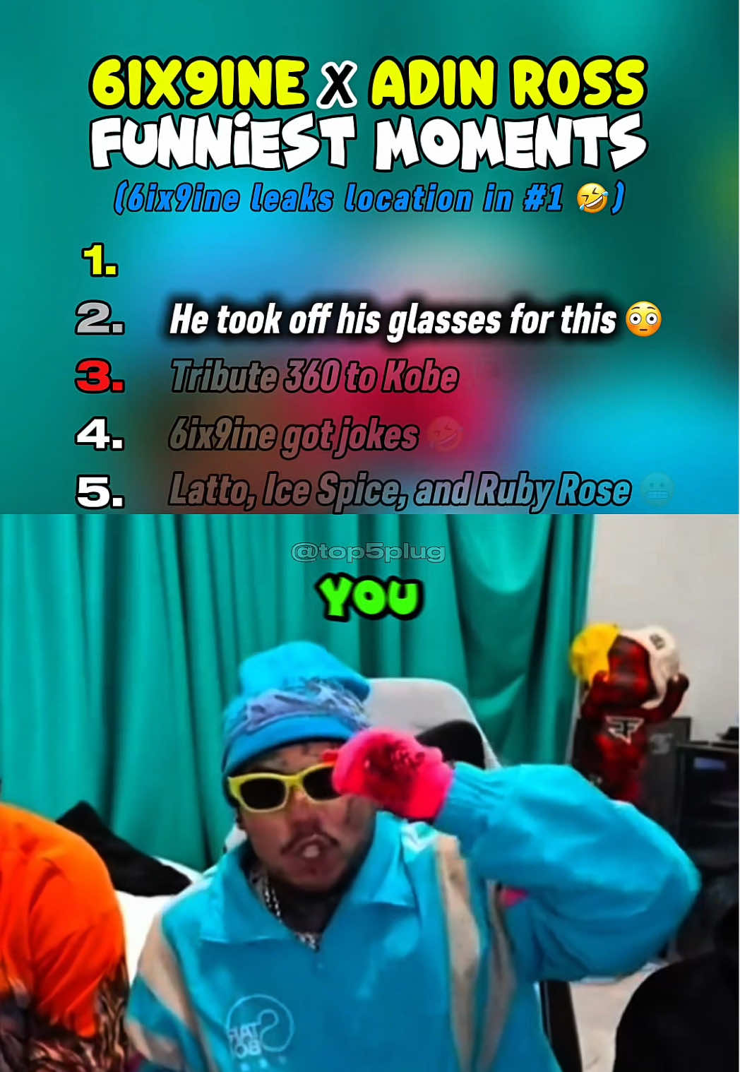 Can I put my glasses back on? 🤣  #6ix9ine #n3on #adinross #funniestmoments #fyp 