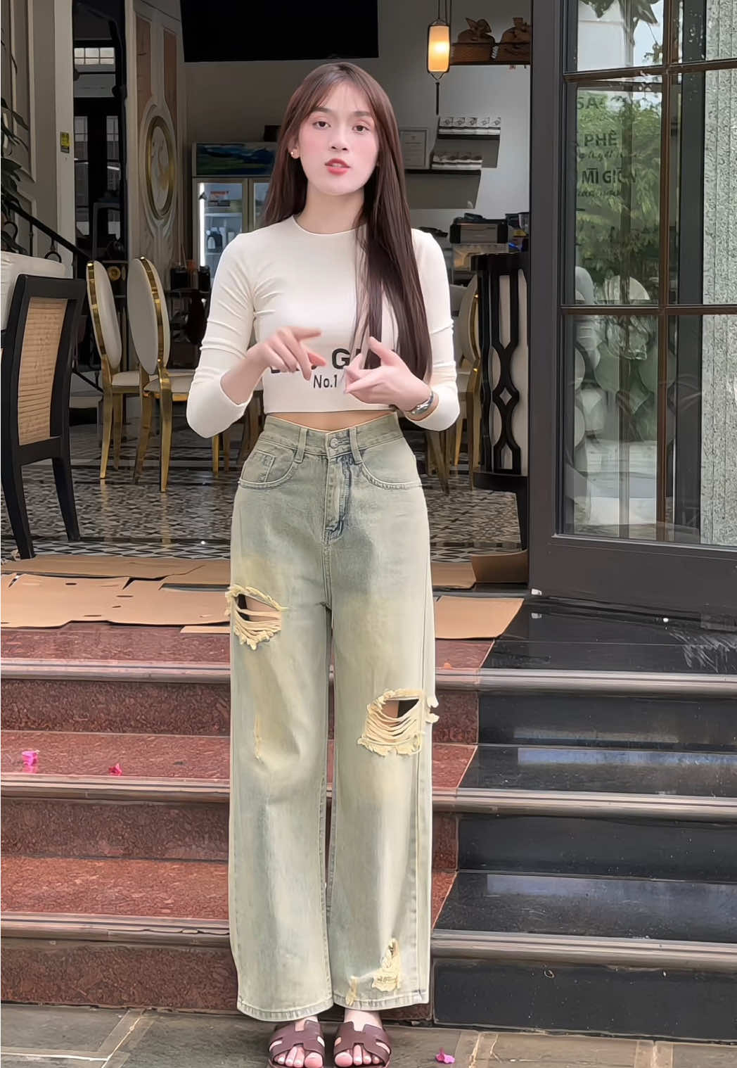 Quần suông rách#quanongrong #quansuongrach #tinhxinhclothing 