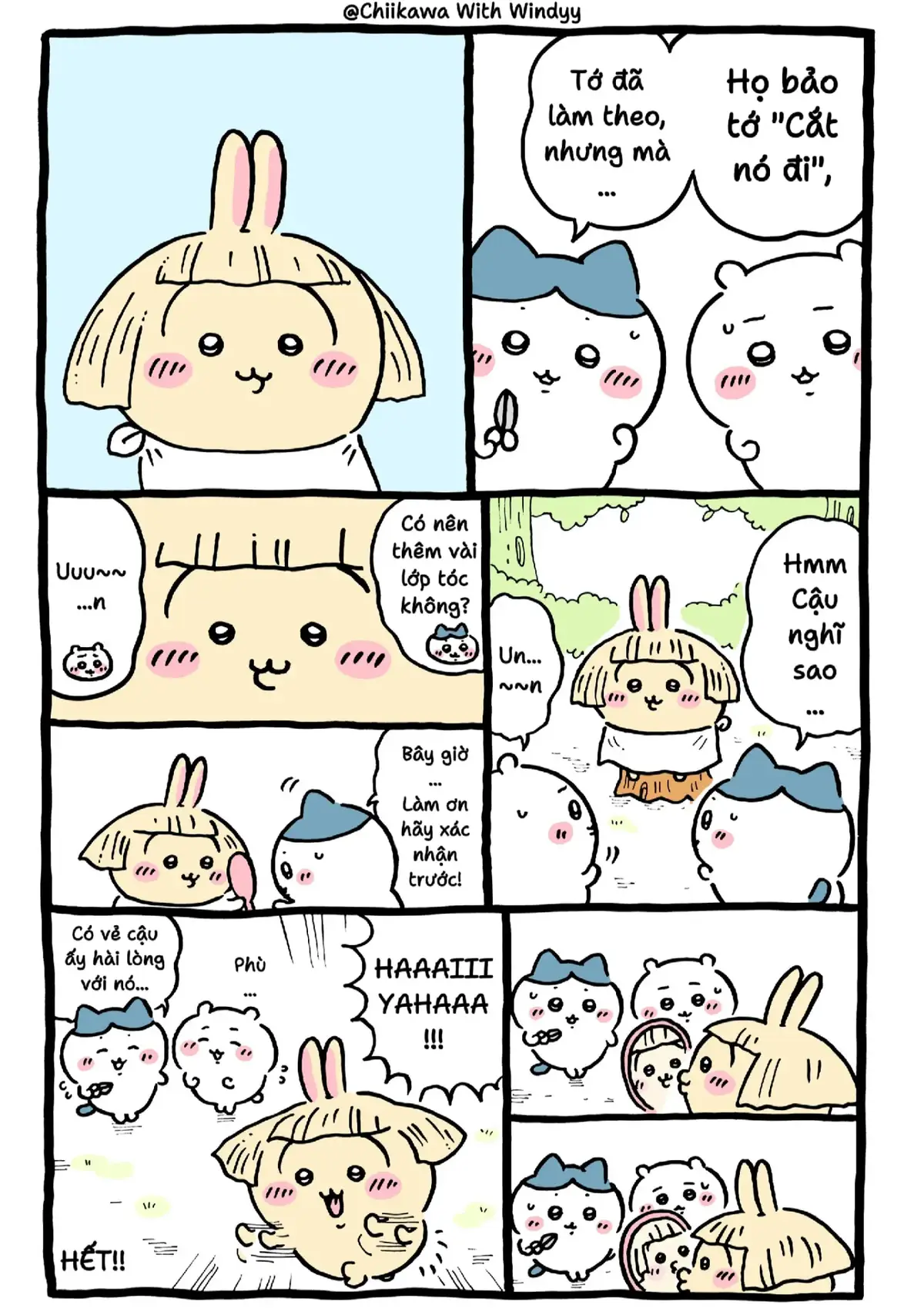 Usagi từ bỏ mái tóc dài suôn mượt và đến với kiểu tóc bob #chiikawa #chikkawamanga #usagi #xh #hachiware 