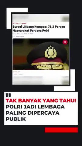 Kepercayaan publik terhadap Polri capai 76,2%! Reformasi di bawah Presiden Prabowo & Jenderal Sigit bawa Polri jadi institusi adil, humanis, dan berintegritas. 💙 #PolriTransformasi #KepercayaanPublik