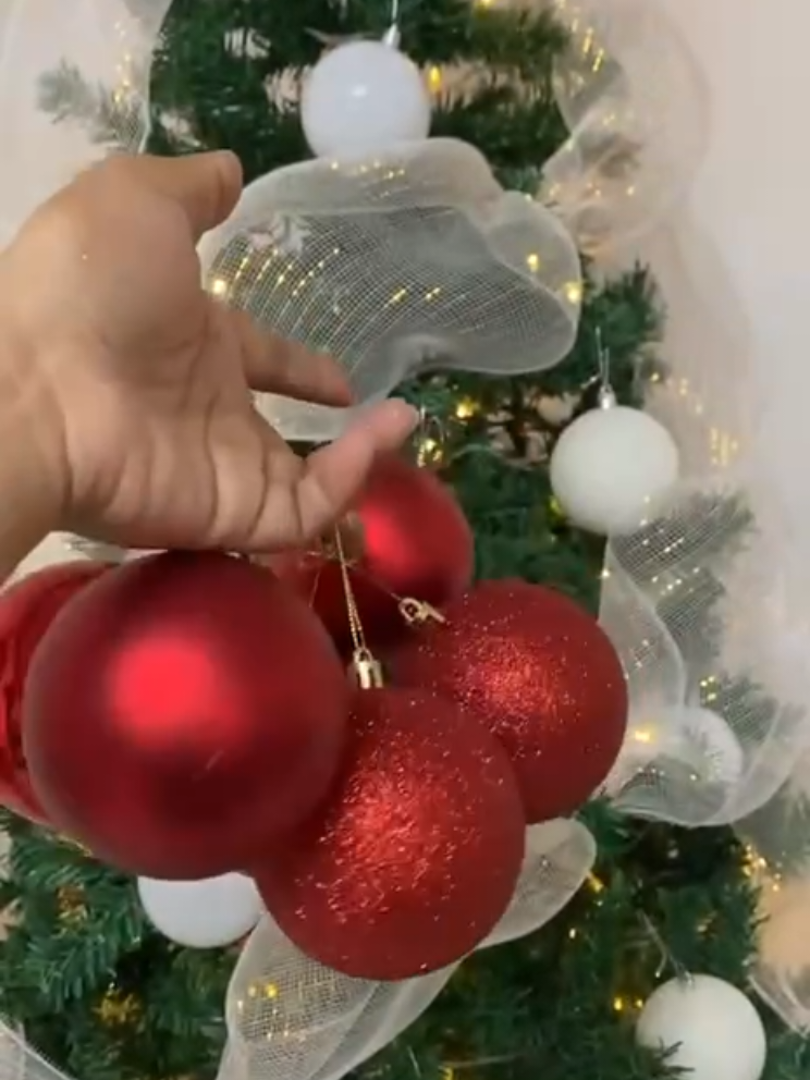 Kit Bolinhas de Árvore de Natal 3cm /4cm/5cm/6cm/7cm/8cm Mista Lisa Fosca Glitter Decoração Natalina #natal 