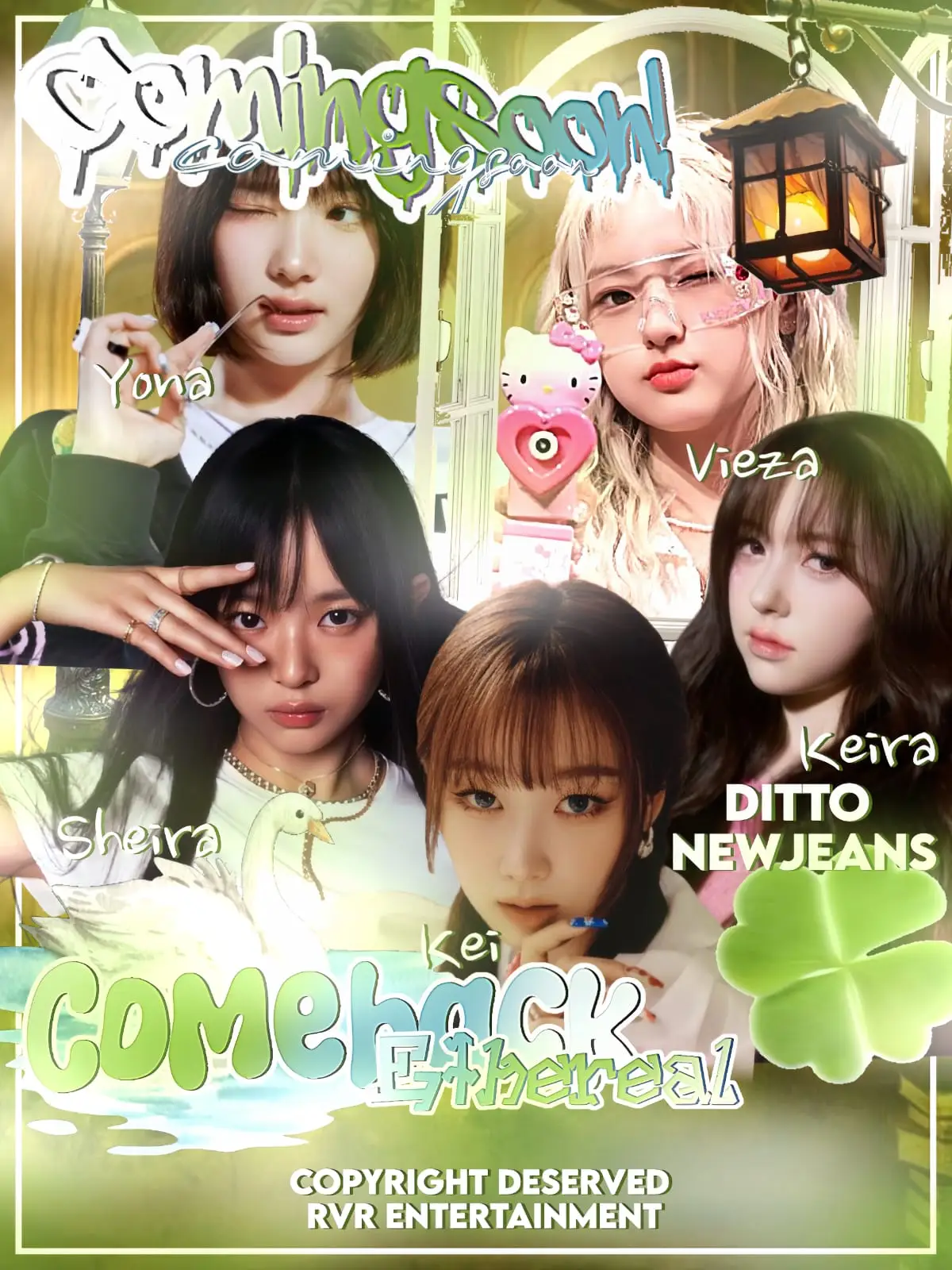 COMEBACK ETHEREAL :  - KEIRA ` CHANELLE  - VIEZA ` HANEUL - YONA ` JIWOO  - SHERA ` HANNI - KEII ` GISELLE SONG : DITTO ORIGIN BY : NEW JEANS POSTER BY : MARVEL RELEASE : 18 NOVEMBER 2025 (18.30 WIB) ©®RVR ENTERTAINMENT #hybelabels #dittonewjeans #rvrentertainment #agensihalu #agensihalukpop 