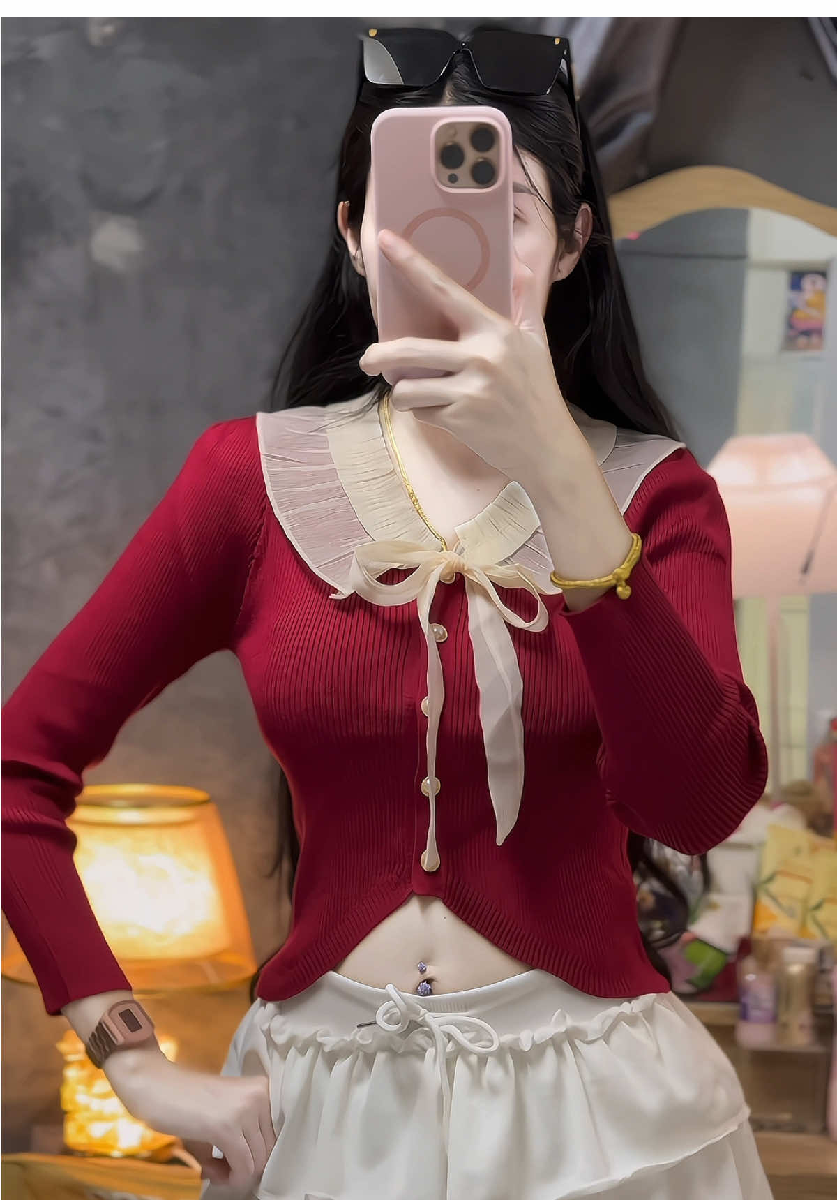 สีแดงไว้ก่อน😘♥️ #คาร์ดิแกนไหมพรม #เสื้อคาร์ดิแกน #เสื้อแขนยาว #ไอเดียแต่งตัว #แฟชั่นผู้หญิง 