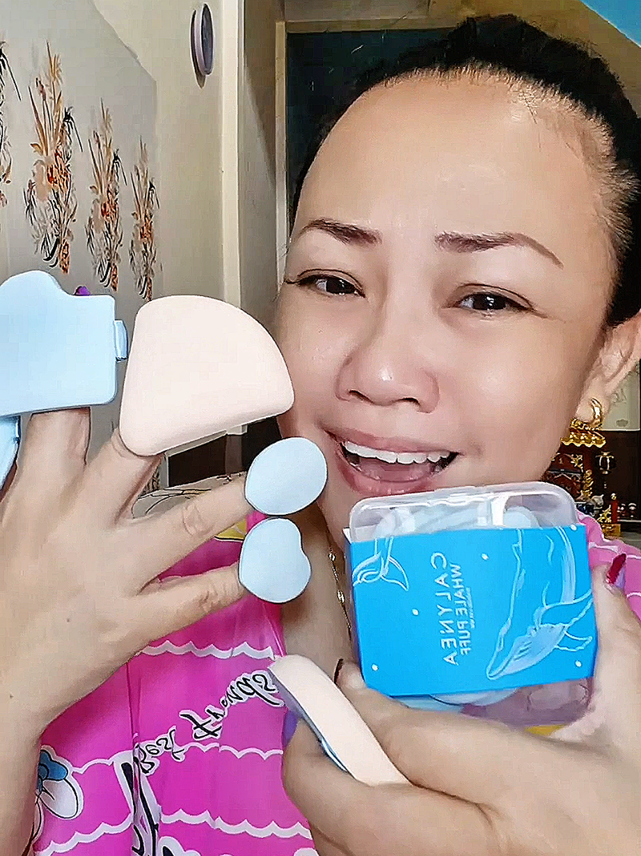 พัฟแต่งหน้า 6 ชิ้น 🐳 #พัฟแต่งหน้า #พัฟปลาวาฬ #ฟองน้ําแต่งหน้า 