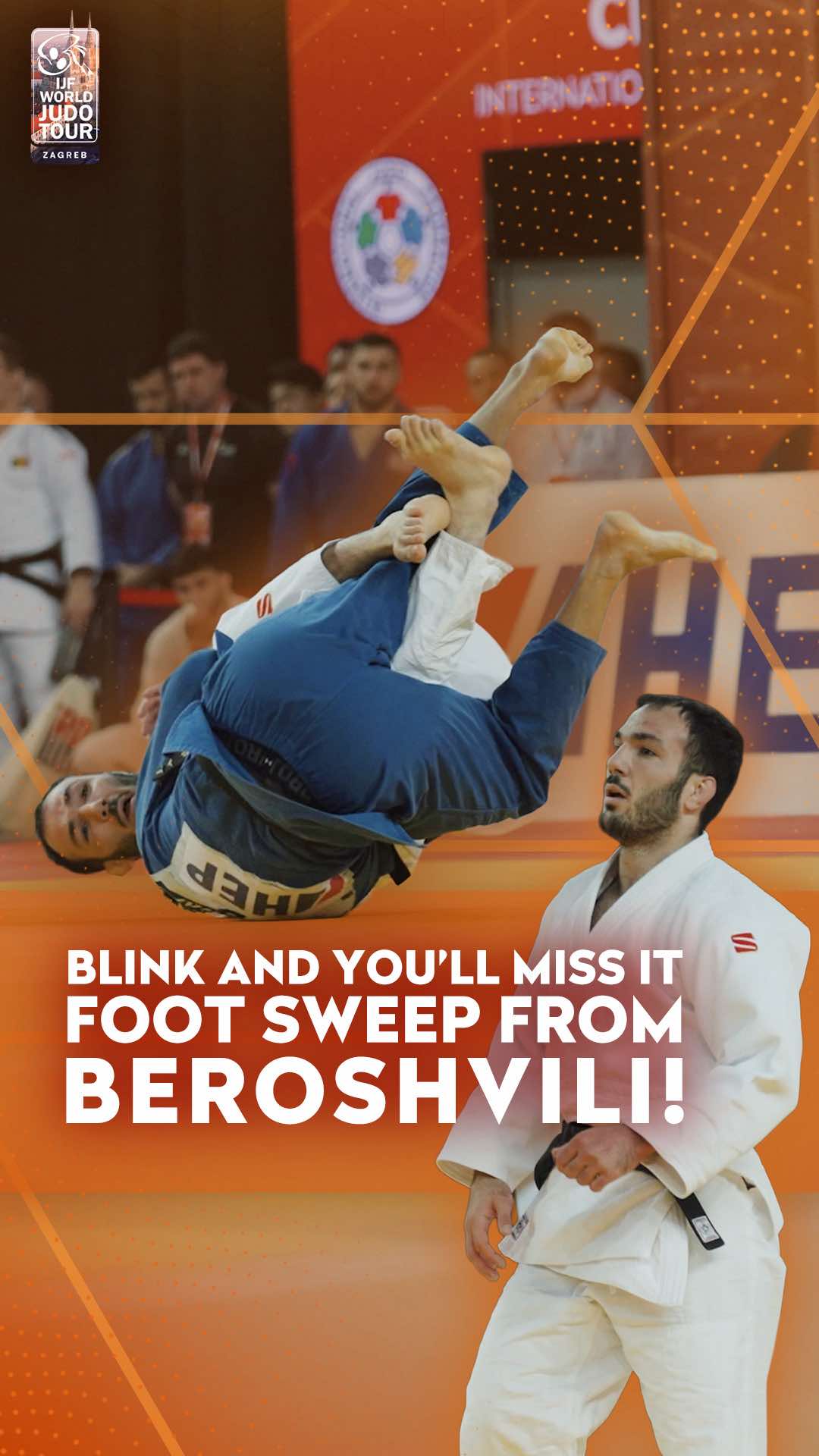 Blink and you’ll miss it foot sweep from Beroshvili! 🇬🇪 Follow all the action on JudoTV.com 💻 #JudoZagreb #Croatia #Zagreb #IJF #Judo 