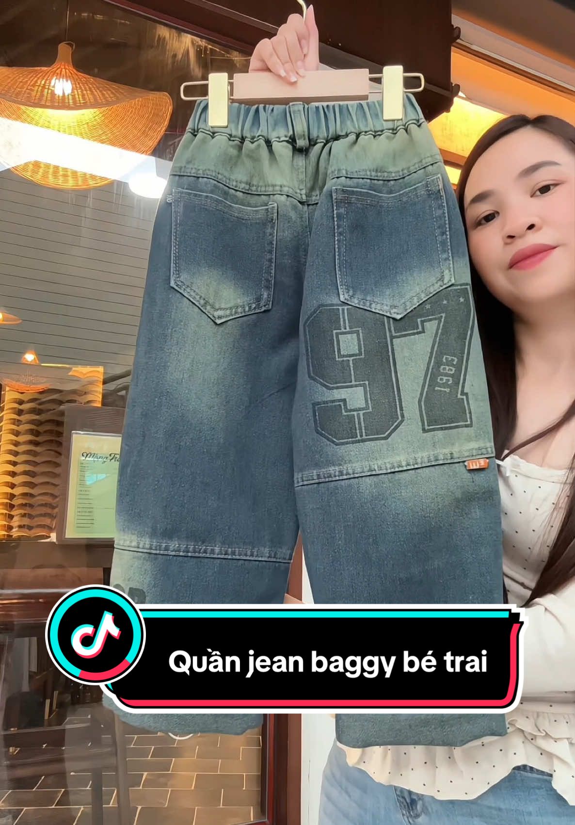 Quần jean dài dáng baggy cho bé 16-50kg. #megaoreview123 #quanaotreem #quanjeanbetrai #jeanbetrai 