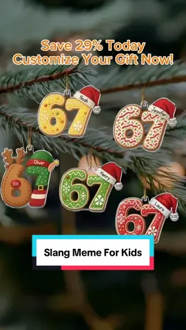 Bring that 6‑7 energy into your holiday decor 😏🎄 This ornament is a cheeky nod to the Gen Z Alpha meme totally random and totally iconic  #macorner #trend67 #genzmeme #personalizedornament #holidayfun 