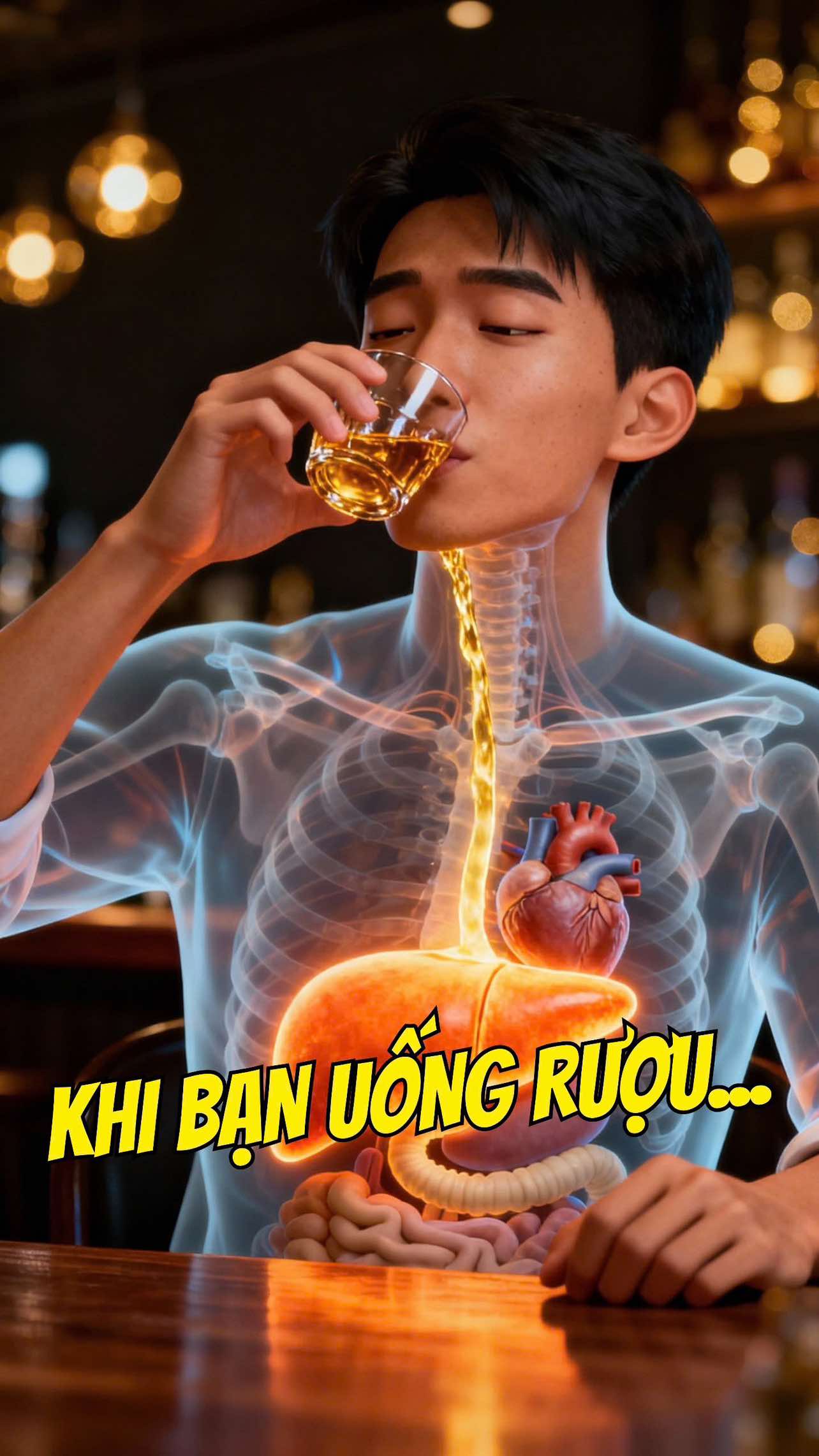 Ly rượu nhỏ trôi xuống bụng 👉 bên trong cả cơ thể phải tăng ca 🍺🧠🫀 #tinhieusuckhoe #ruou #ruoubia #suckhoe #gan 