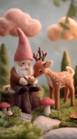 little gnomes and their friends #cozy #aianimation #woolfelt #relaxingvideos #gnomes 