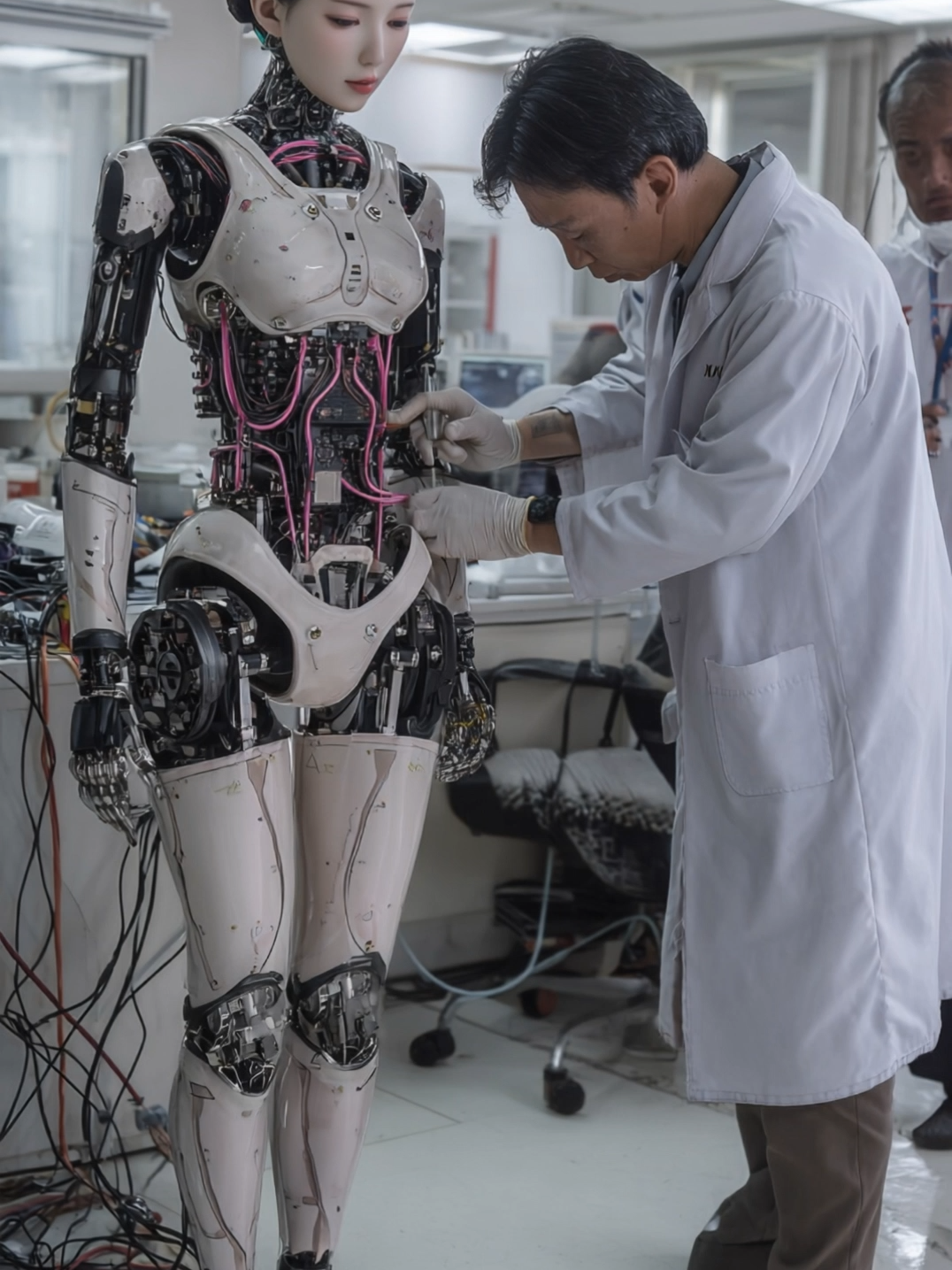 Engineers inspect and repair robots#humanoidrobot #robot #tech