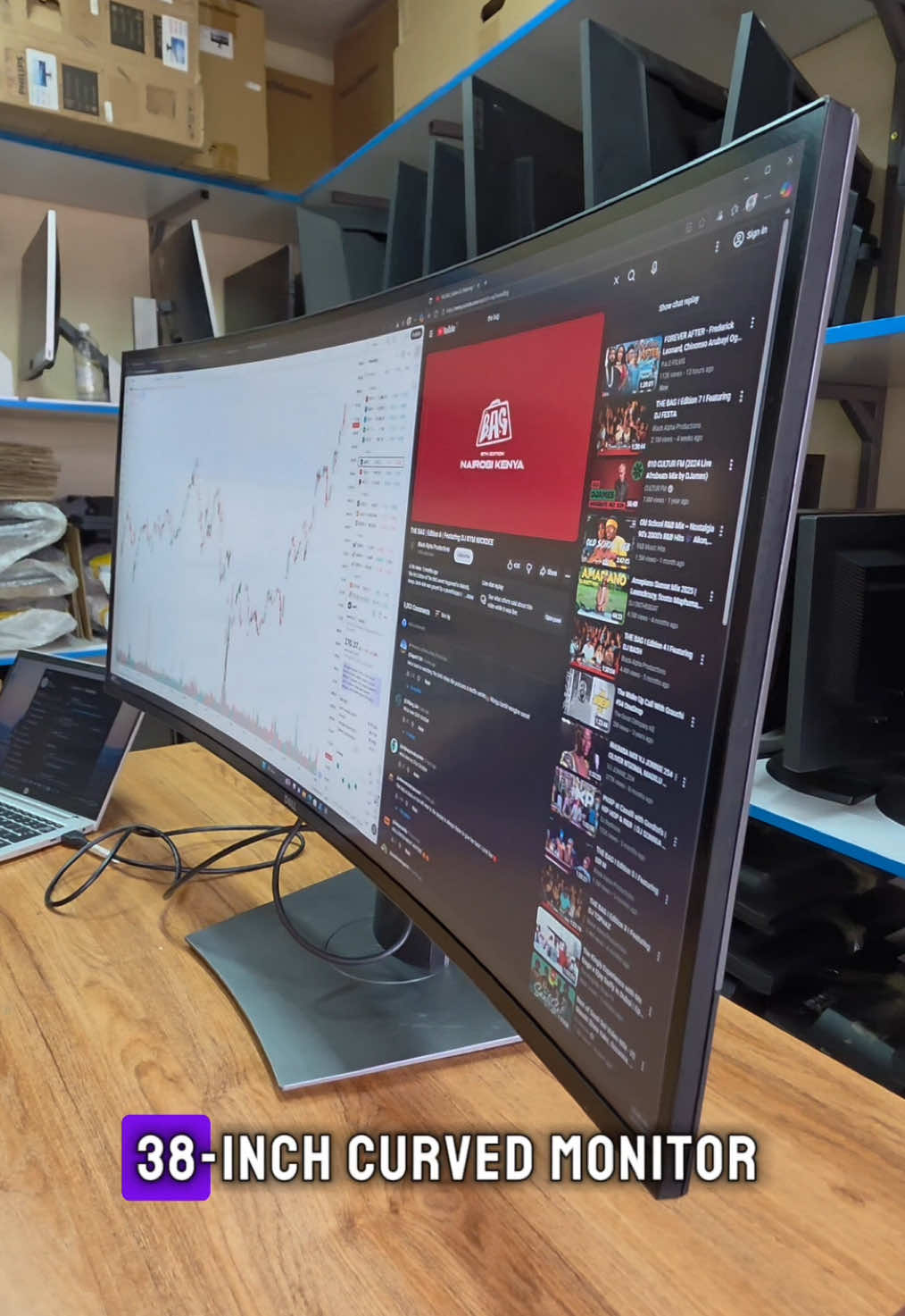 𝘿𝙀𝙇𝙇 𝘾𝙐𝙍𝙑𝙀𝘿 𝙈𝙊𝙉𝙄𝙏𝙊𝙍‼️.                           SPECS: Dell UltraSharp U3818DW 38 Inch Curved Monitor 𝘿𝙞𝙨𝙥𝙡𝙖𝙮 𝙎𝙞𝙯𝙚: 37.5 inches (Curved, Ultrawide) 𝙍𝙚𝙨𝙤𝙡𝙪𝙩𝙞𝙤𝙣: 3840 × 1600 (WQHD+) 𝙋𝙖𝙣𝙚𝙡 𝙏𝙮𝙥𝙚: IPS (In-Plane Switching) 𝘼𝙨𝙥𝙚𝙘𝙩 𝙍𝙖𝙩𝙞𝙤: 21:9 𝙍𝙚𝙛𝙧𝙚𝙨𝙝 𝙍𝙖𝙩𝙚: 60Hz 𝙍𝙚𝙨𝙥𝙤𝙣𝙨𝙚 𝙏𝙞𝙢𝙚: 5ms (Fast mode) 𝘽𝙧𝙞𝙜𝙝𝙩𝙣𝙚𝙨𝙨: 350 cd/m² 𝘾𝙤𝙣𝙩𝙧𝙖𝙨𝙩 𝙍𝙖𝙩𝙞𝙤: 1000:1 𝘾𝙤𝙡𝙤𝙧 𝙎𝙪𝙥𝙥𝙤𝙧𝙩: 1.07 billion colors, 99% sRGB coverage 𝙋𝙤𝙧𝙩𝙨: HDMI, DisplayPort, USB-C (with 100W power delivery), 2× USB upstream, 4× USB 3.0 downstream 𝘼𝙪𝙙𝙞𝙤: 2x 9Watts Integrated speakers VESA Mount Support 𝘾𝙪𝙧𝙫𝙖𝙩𝙪𝙧𝙚: 2300R 𝙁𝙚𝙖𝙩𝙪𝙧𝙚𝙨: Picture-by-Picture (PbP), Picture-in-Picture (PiP), ComfortView (Low Blue Light) 🇰🇪 𝙋𝙍𝙄𝘾𝙀:KSH.52,500 📍COOKIE HOUSE,5th Floor suite 501 📞📲07.16.46.48.56 #curvedmonitor #moderngadgets #fypnairobikenya🇰🇪🇰🇪🇰🇪🇰🇪💯💯 