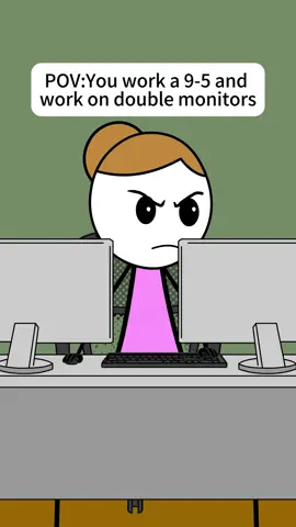 When you work a 9-5 and work on double monitors 🤠#funnyanimation #worklife #9to5 #work #animation 