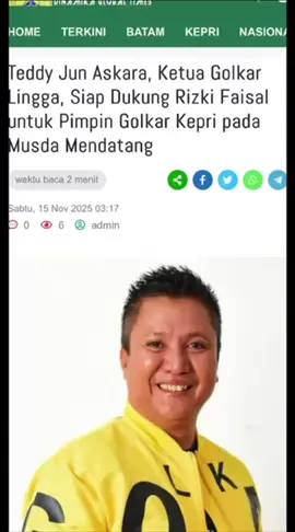 Sejumlah Media Nasional dan Lokal mewarnai figur Calon kuat Ketua DPD I Golkar Provinsi Kepulauan Riau bung Rizki Faisal,SE,MM. Nama Anggota komisi III DPR RI tersebut trending topik di bursa Ketua DPD Golkar Kepulauan Riau. #golkar  #tanjungpinang  #batam  #bintan  #kepulauanriau 