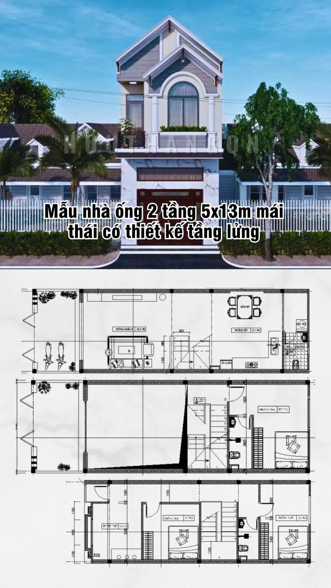 “Thiết kế 5x13m mái Thái có lửng – Không gian nới rộng bất ngờ!” #nhadep #xuhuongtiktok #nha2tang 