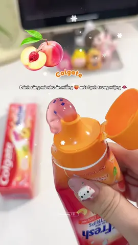 Đánh răng mà như ăn miếng đào🍑 mát lạnh trong miệng ✨❄️❄️#xuhuong #fyp #kemdanhrang #colgate #dodungtienich 