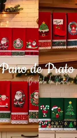 Natal na cozinha com charme extra! 🎄✨ Pano de Prato Bordado Natalino – Kit 3 Peças para deixar tudo mais festivo. #Natal #KitNatalino #PanoDePrato #DecoraçãoNatalina #PanoBordado 