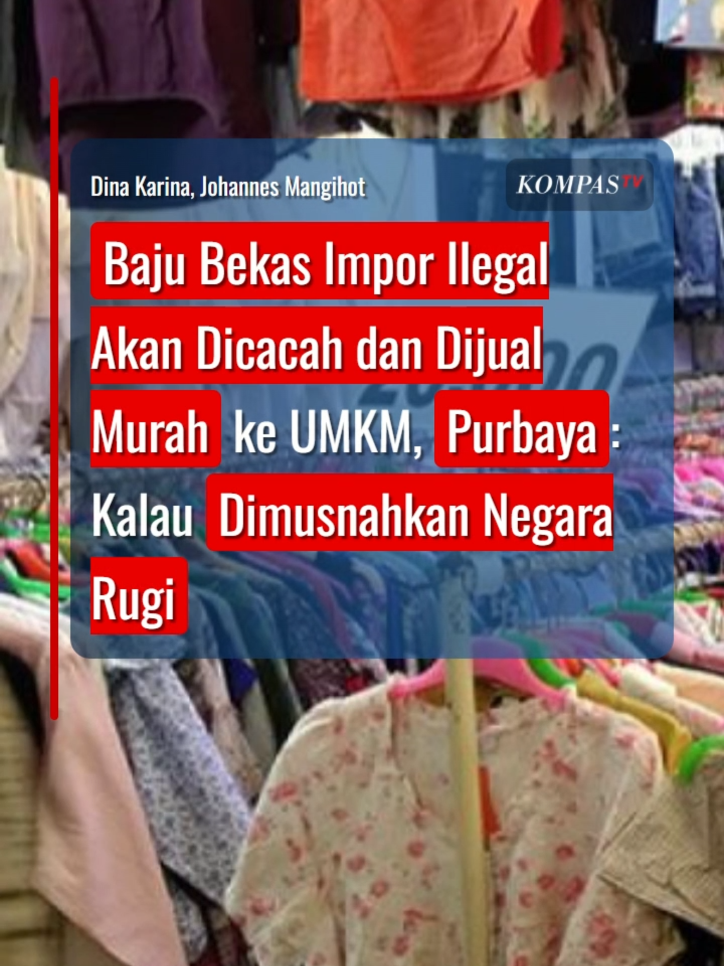 Purbaya Sebut Baju Bekas Impor Ilegal Akan Dicacah dan Dijual Murah untuk UMKM Pemerintah tengah mencari cara baru dalam menangani pakaian dan tas bekas (balpres) impor ilegal. Menteri Keuangan (Menkeu) Purbaya Yudhi Sadewa mengungkapkan, metode pemusnahan konvensional terbukti merugikan negara karena membutuhkan biaya besar tanpa memberi manfaat ekonomi. Purbaya menyampaikan, untuk memusnahkan satu kontainer balpres ilegal, pemerintah harus mengeluarkan biaya sekitar Rp12 juta. Dari pertemuan tersebut, muncul rekomendasi agar barang ilegal itu tidak lagi dimusnahkan, melainkan dicacah ulang untuk kemudian dimanfaatkan kembali. Solusi itu, kata Purbaya, sudah mendapatkan persetujuan Presiden Prabowo Subianto. Sahabat KompasTV juga bisa memperoleh informasi terkini melalui website www.kompas.tv. #menkeu #menkeupurbaya #balpres #bajuimpor #pakaianbekas #pakaianbekasimport #pakaianimport #balbajuimport #umkm #trifting