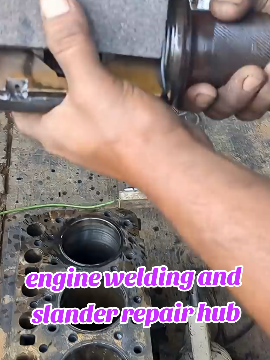 engine welding and slander repair hub #repair #repairhub055 #engine #machine #welding 