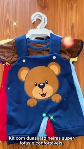 Kit 4 peças 2 Jardineiras e duas camisetas  verão de 0 a 6 meses.  Achei na Shopee😉 #modainfantil#viral#bebe#rendaextra#presente