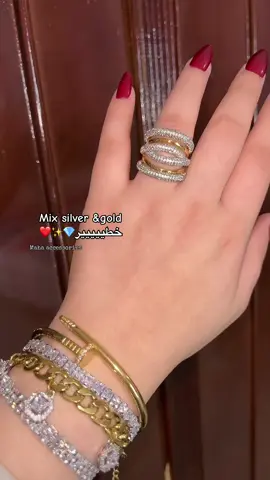 انسيالات  دايموند خطيييره شيك جداا 💎❤️ مكس السيلڤر مع الجولد تريندي وشيك جدا💎💎💎❤️✨ خاتم تحففه مميز جداا❤️❤️💎 #accessories #ring #الشعب_الصيني_ماله_حل😂😂 #مجوهرات #اكسسوارات 