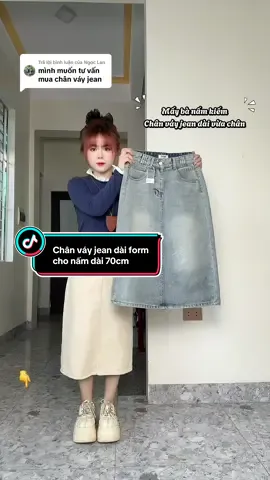 Trả lời @Ngoc Lan dành cho mấy bà chị em nấm lùn, Chân váy jean dài 70cm cho mét4, mét5, chị em tham khảo nè🥰